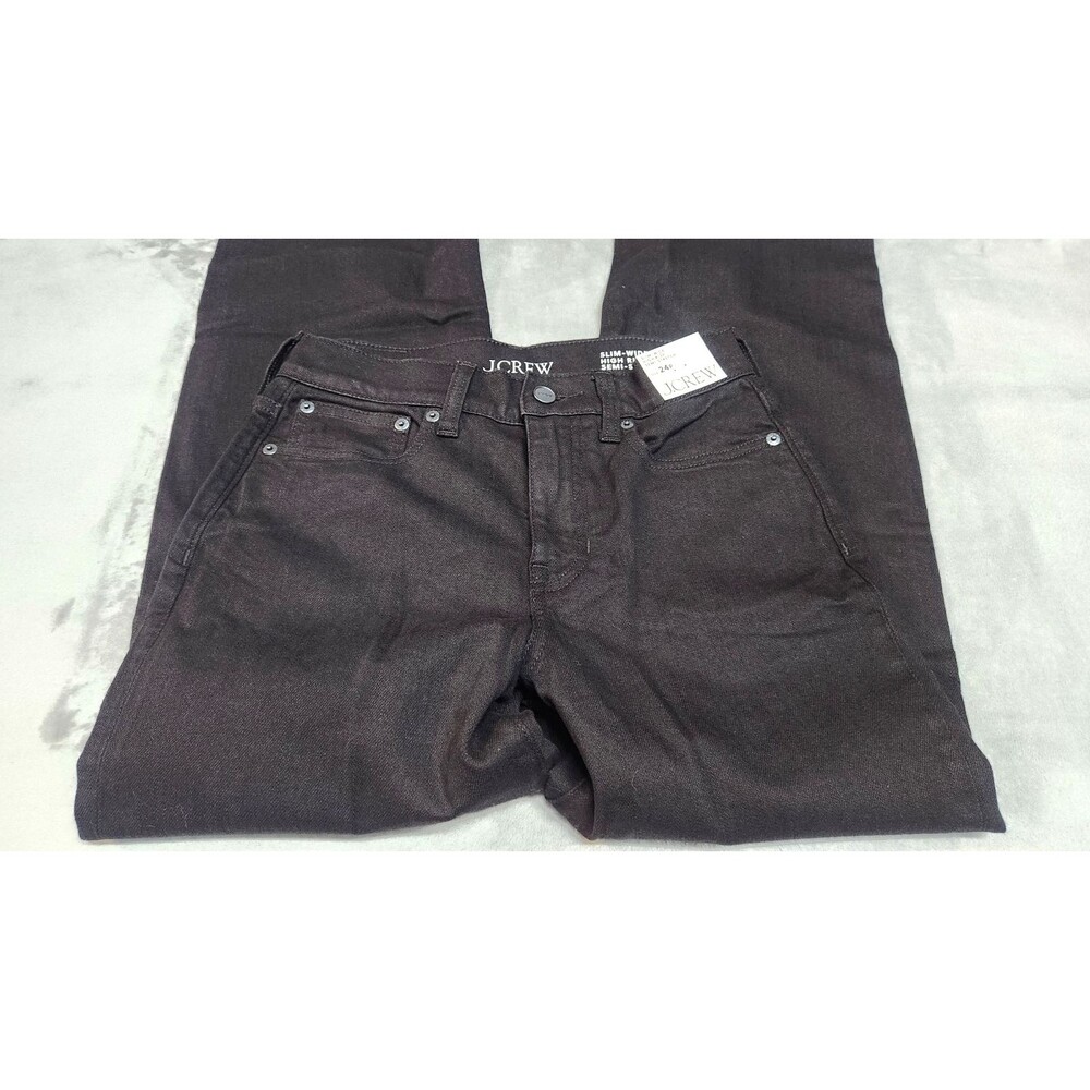 J. Crew Women's Size 24P Petite Black Slim Wide High-Ri‎ Semi Str Jeans